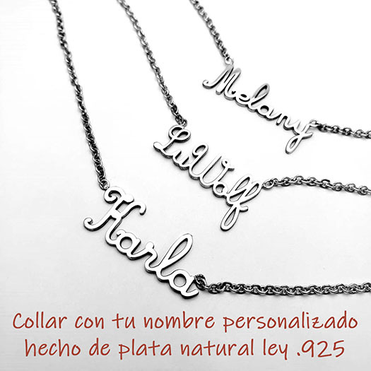 3 Collares de Plata Natural ley .925 Personalizados.