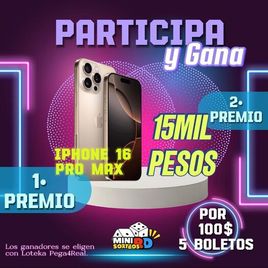 iPhone 16 pro Max + 15 mil pesos 
