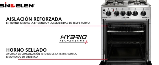 Cocina 4 Quemadores Horno De 58 Litros Gas Licuado Ch-540Ni Sindelen.