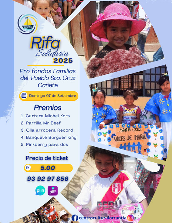 Rifa Solidaria 2025 ¡Ayudemos juntos a las familias de Santa Cruz, Cañete! 🤝💛