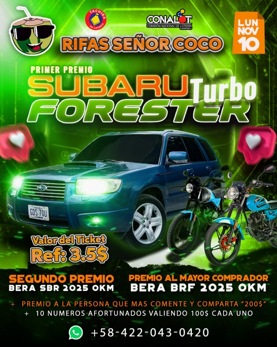 SUBARU FORESTER TURBO 🚘 | RIFAS SEÑOR COCO