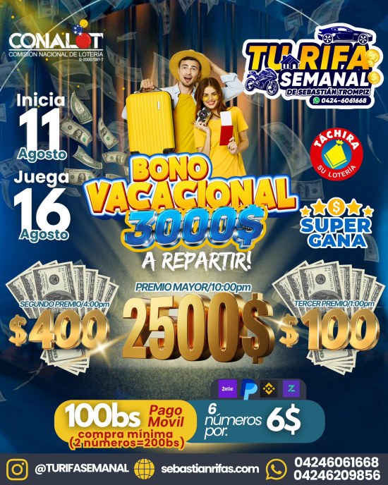 #77 RIFA BONO VACACIONAL