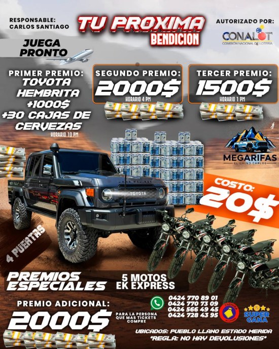 Toyota hembrita + $1000 + 30 cajas de cervezas